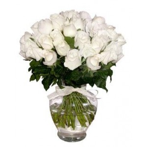 Florero con 25 Rosas Blancas a Domicilio