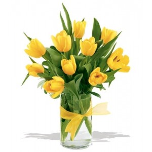 EXCLUSIVO Florero 10 Tulipanes Amarillos