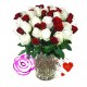 Florero con 50 Rosas Blancas y Rojas a Domicilio